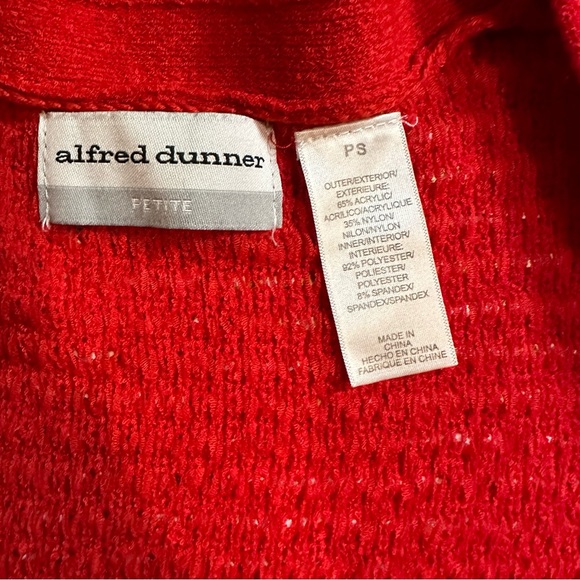 ALFRED DUNNER Red Open Knit Sweater 3/4 Sleeves - Picture 3 of 7